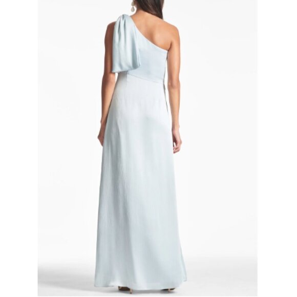 Sachin & Babi Chelsea Dress Size 6 Ice Blue One Shoulder Bow Gown Formal - Picture 2 of 8